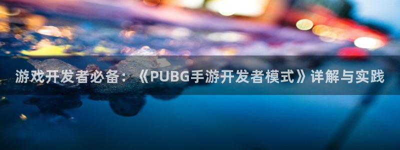 安信娱乐2负责人：游戏开发者必备：《PUBG手游开发者模式》
